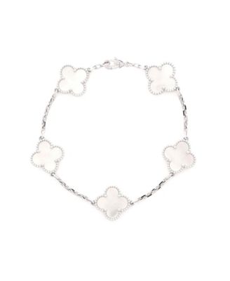  Vintage Alhambra 5 Motifs Bracelet 18K White Gold and Mother of Pearl