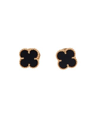  Sweet Alhambra Stud Earrings 18K Gold and Onyx
