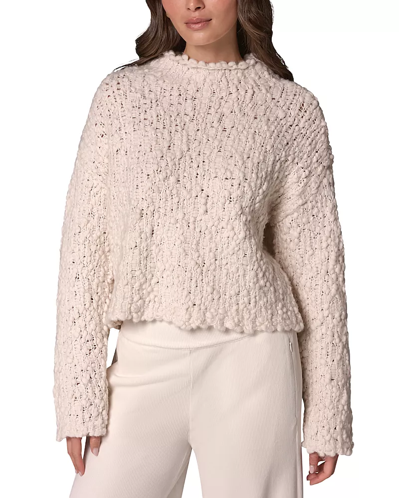 Donna Karan Weekend Wool Blend Mock Neck Cropped Sweater