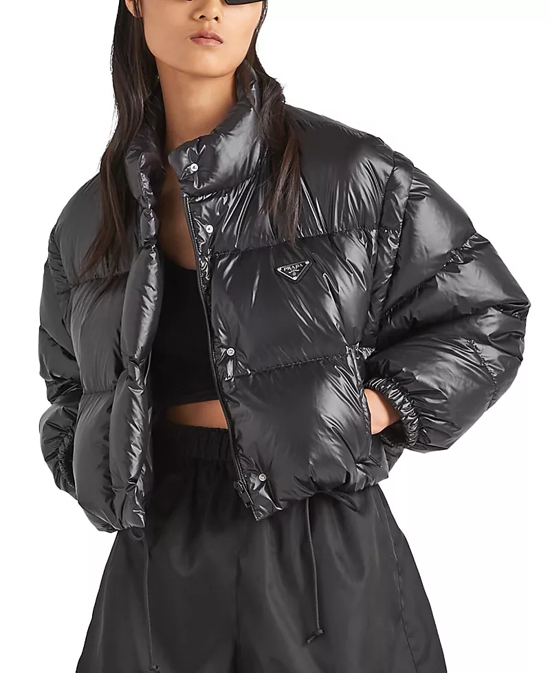 Prada Re-nylon Cropped Convertible Down Jacket