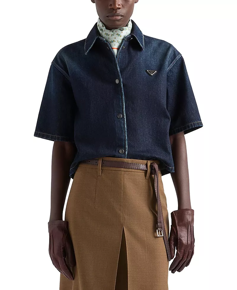 Prada Short-Sleeved Denim Shirt