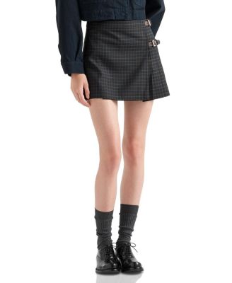  Checked Wool Miniskirt