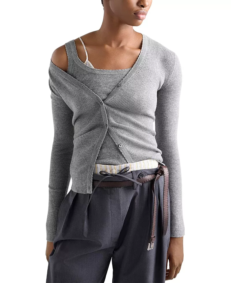 Prada Ribbed Cashmere Cardigan