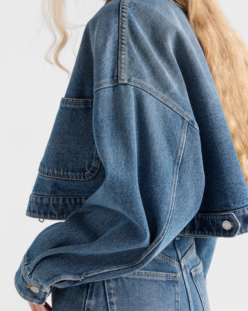 NEW! Prada Cropped Denim Jacket by Bloomingdale's