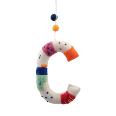 Felt Tie Dye Embroidered Hanging C Ornament  