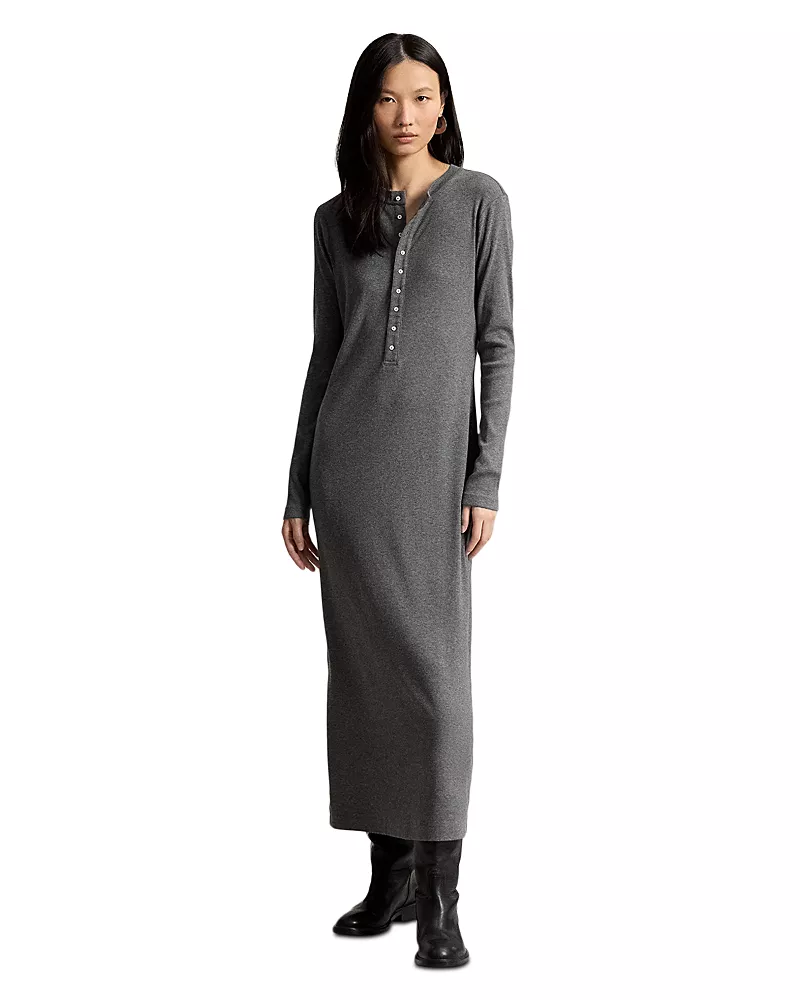 Polo Ralph Lauren Ribbed Henley Maxi Dress