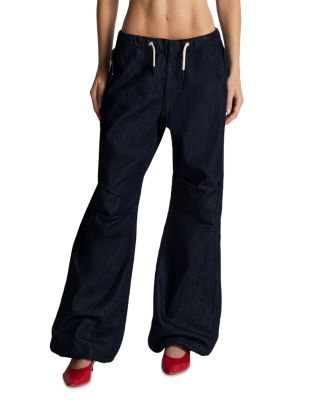 Cotton Blend Outer Drawstring Baggy Pants