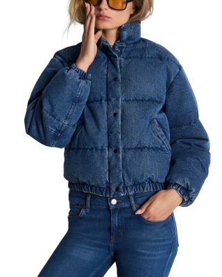 Cotton Denim Puffer Coat