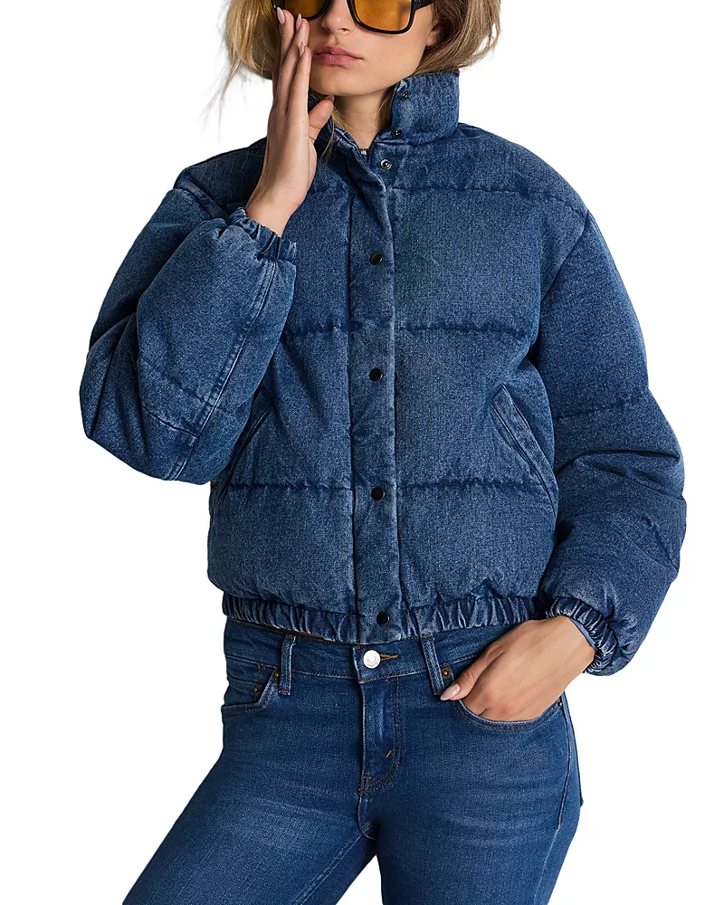 Re/Done Cotton Denim Puffer Coat