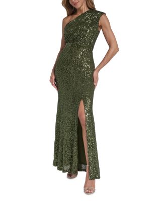 Sequin One Shoulder Gown