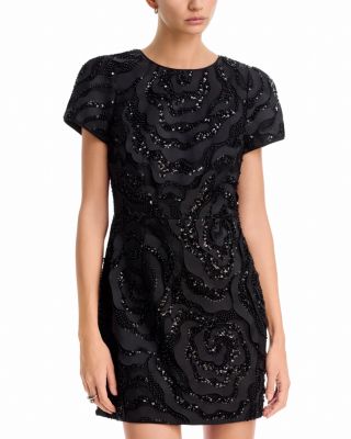 Milly Rowen Beaded Rosette Mini Dress