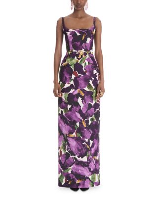 Iris Faille Belted Gown 