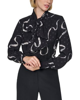 Bow Tie Long Sleeve Blouse - Exclusive