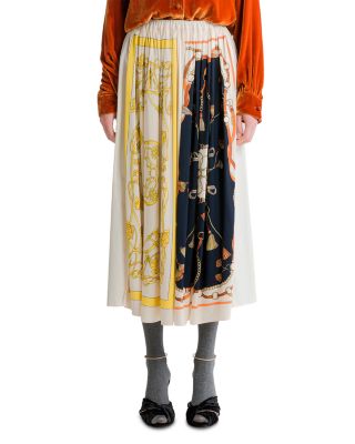 The Crown Print Viscose Twill Midi Skirt