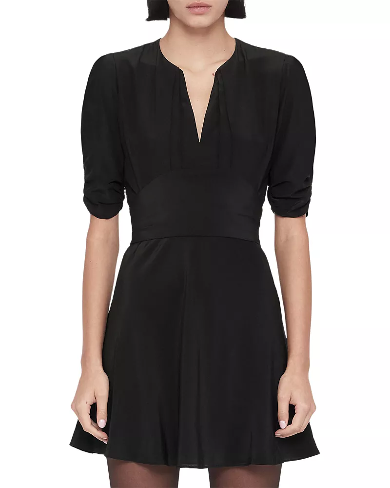 Allsaints Ena Silk Tie Waist Mini Dress