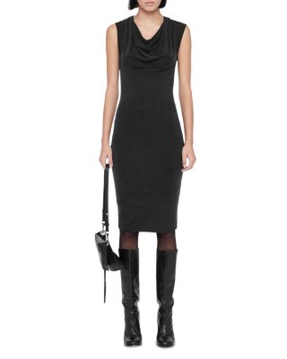Allsaints Malina Cowl Neck Bodycon Midi Dress