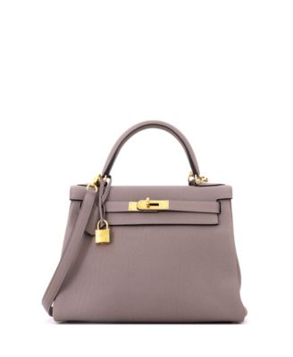 Kelly 28 Handbag Grey Togo with Gold Hardware