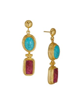  Women's Duel Stone Drop Earrings