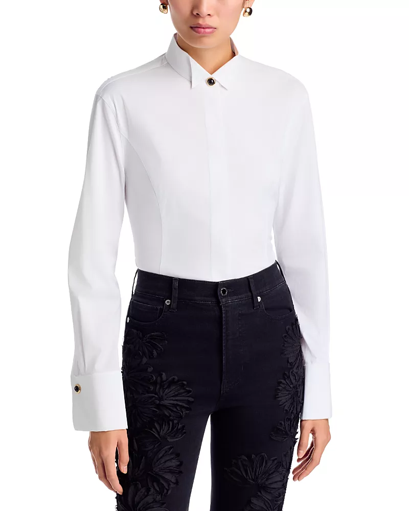 Veronica Beard Clarke Stretch Cotton Poplin Tailored Shirt