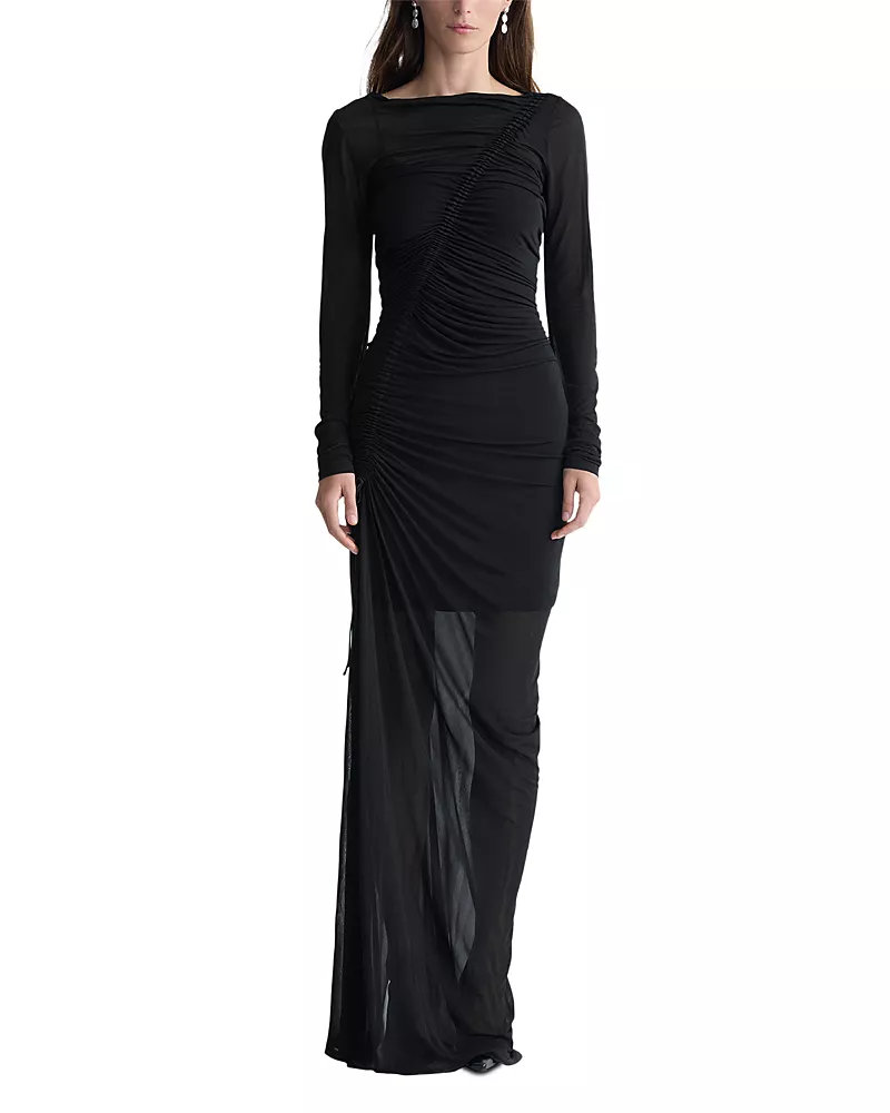 Diane von Furstenberg Verbena Long Sleeve Ruched Jersey Gown