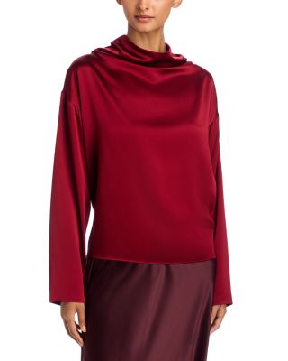 Silk Charmeuse Cowl Neck Top