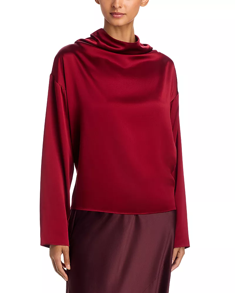 Eileen Fisher Silk Charmeuse Cowl Neck Top
