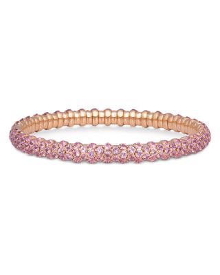 18K Rose Gold Stretch Pink Sapphire Bangle Bracelet