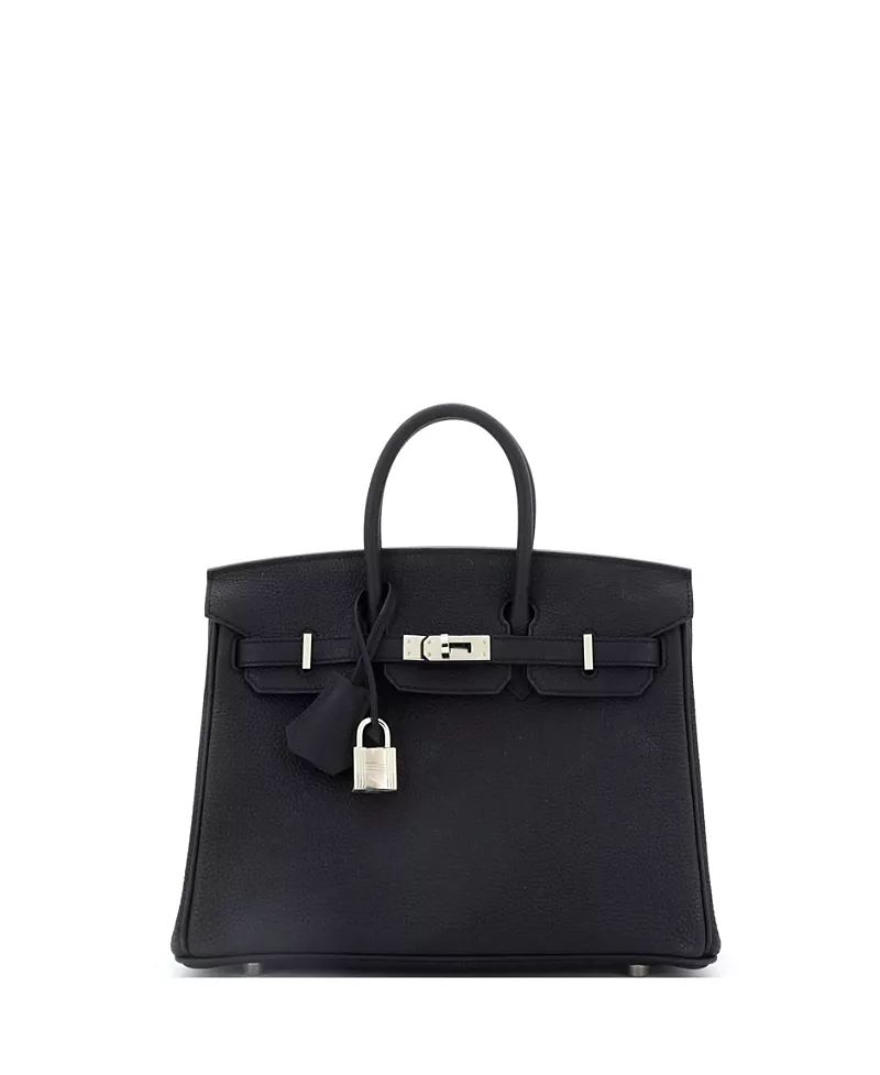 Pre-Owned HERMES Birkin 25 Handbag Black Togo with Palladium Hardware