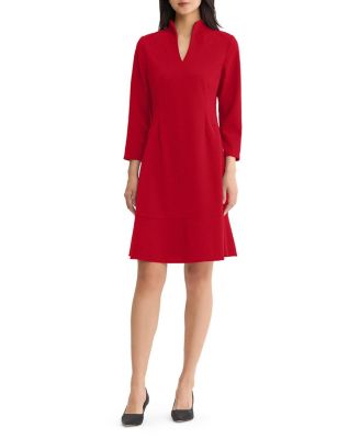  Plus Stretch Deco Crepe Funnel Neck Midi Dress