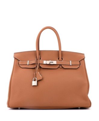 Birkin 35 Handbag Brown Togo with Palladium Hardware