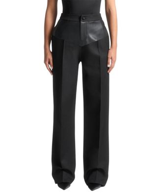 Blanche Faux Leather Panel Tailored Trousers