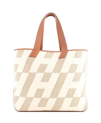 40 Cabas H en Biais Tote Canvas with Leather
