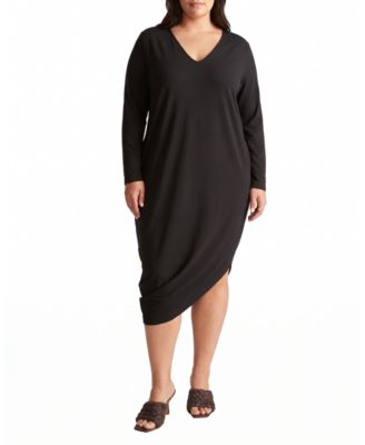  Women's Plus Iconic Long Sleeve V-Neck Geneva Dress