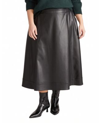  Women's Plus Charlotte Faux Leather Midi Skirt