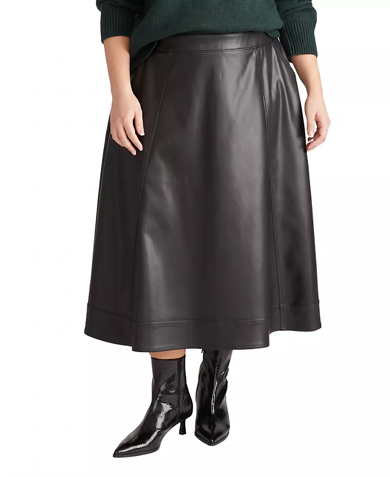 Universal Standard Women's Plus Charlotte Faux Leather Midi Skirt