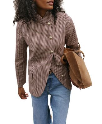  Women's Checked Single Breasted Blazer