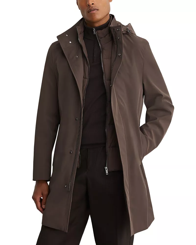 Reiss Hooded Coat & Removable Quilted Gilet