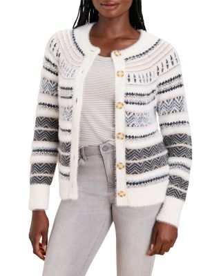 Fair Isle Stripe Crewneck Cardigan