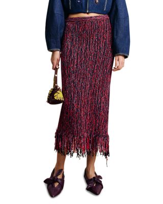 Nieve Sequined Fringe Knit Midi Skirt