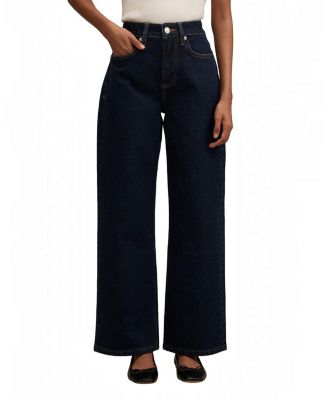  Women's Nicki Petite Mid Rise Straight Jeans in Blue Indigo