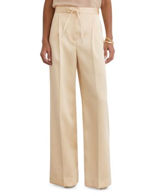 Reiss Ellen Satin Wide Leg Pleated Trousers