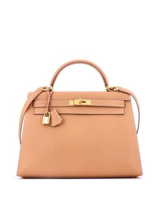 Kelly 32 Handbag Brown Courchevel with Gold Hardware
