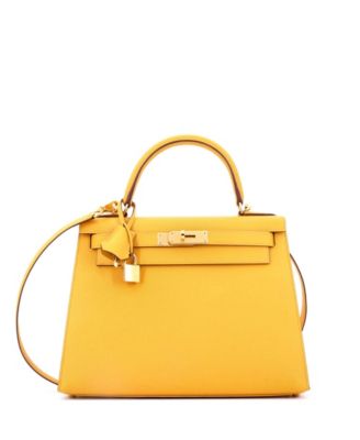Kelly 28 Handbag Yellow Epsom with Gold Hardware