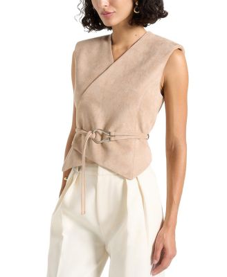 Jeanne Belted Wrap Faux Suede Waistcoat