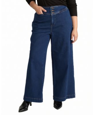 Women's Plus Charlie High Rise Sailor Jeans in Buffalo Blue Wash
