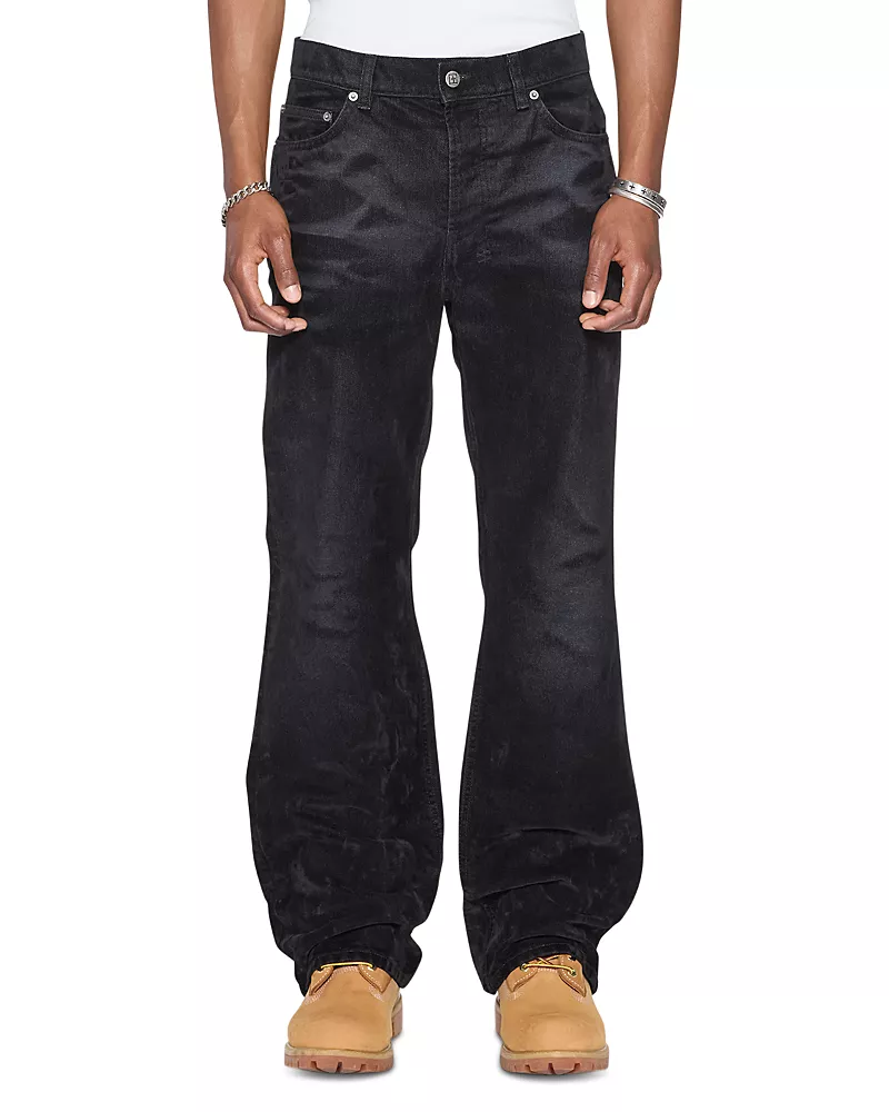 Ksubi Toro Relaxed Boot Fit Flocked 32 Jeans in Black