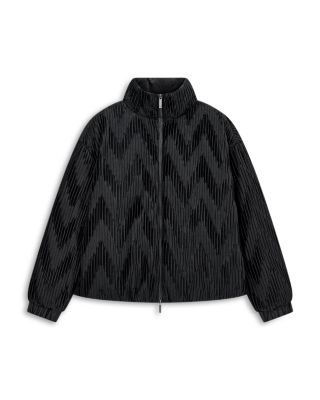 Plisse Velvet Puffer Jacket
