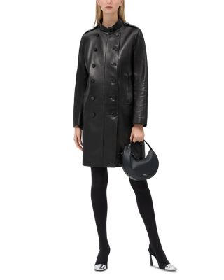 Double Breasted Leather Trench Coat