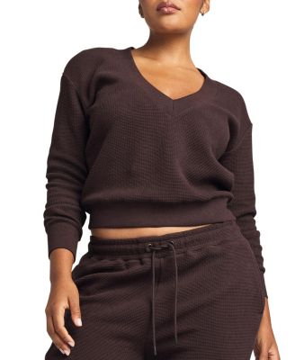Waffle Knit Deep V Sweater