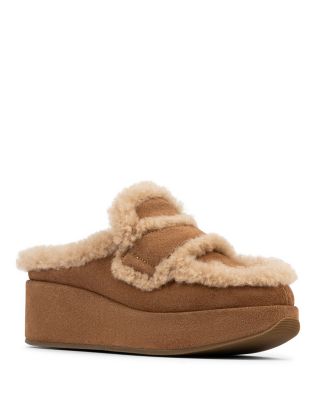 Women's Ivannasp Suede & Shearling Platform Mules